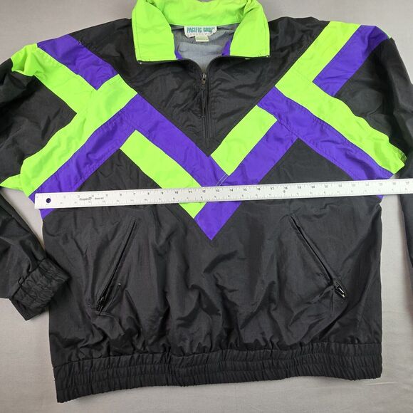 Vintage Windbreaker Men's L Color Block Neon 80s 90s Pacific Grove Sportswear - Picture 6 of 16